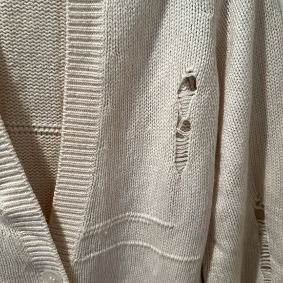 Helmut Lang Off-White Ivory Wool Distressed Cardigan Size XXS - Picture 2 of 5